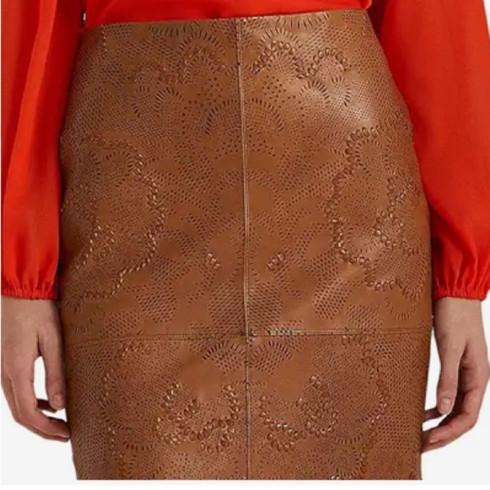 Vintage Ralph Lauren Transition 22 brown leather skirt - Picture 3 of 11